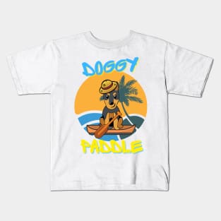 Alsatian doing the doggy paddle on a boat Kids T-Shirt